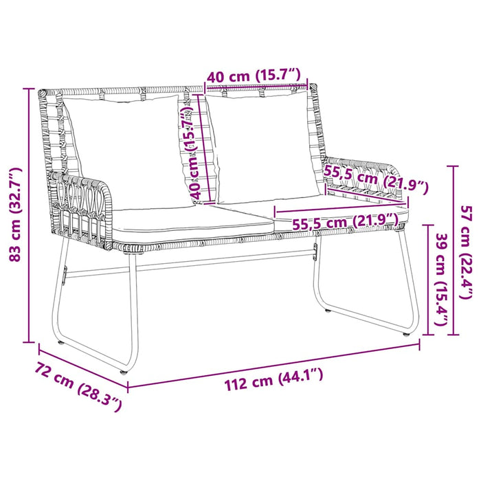 Hagebenk Svart, Antrasitt 113 x 69 x 83 cm Poly rattan, stål