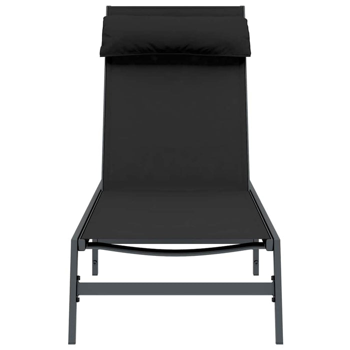 solstol Svart Stål, Textilene Enkelt Justerbare armlener