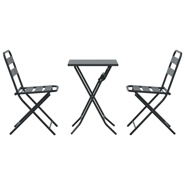 3-delt sammenleggbart bistrosett Antrasitt stål