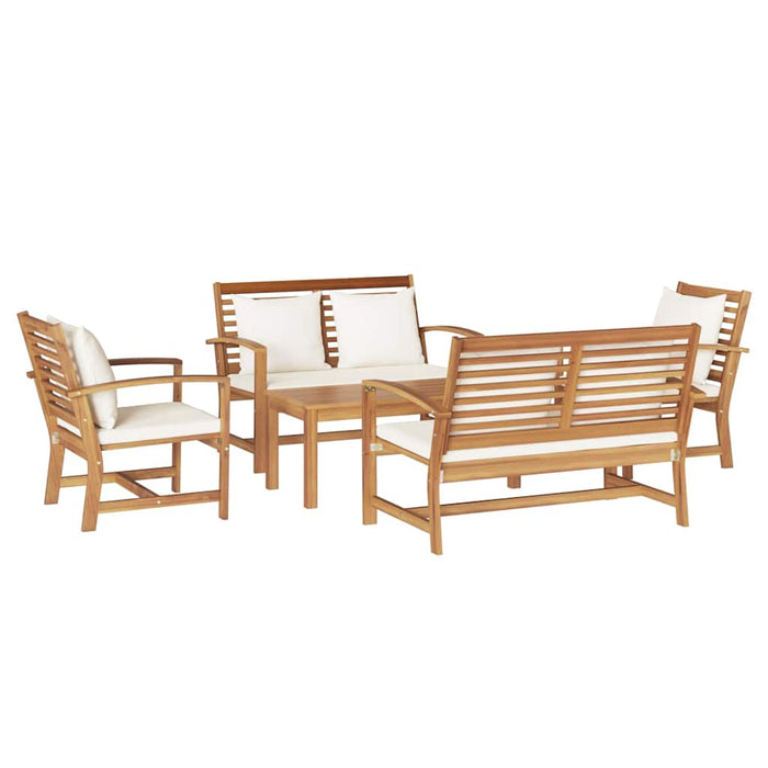 Hagesofa Set 5 pcs Naturlig Heltre teak