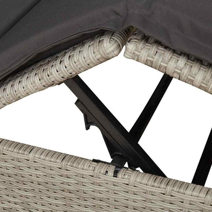 Dobbel solseng med tak og gardiner Lysegrå 203 x 128 x 202 cm