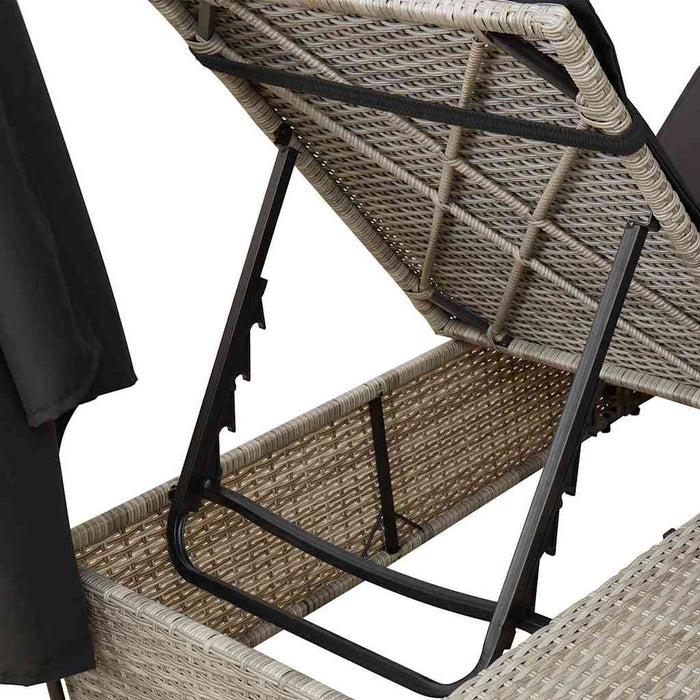 Dobbel solseng med tak og gardiner Lysegrå 203 x 128 x 202 cm