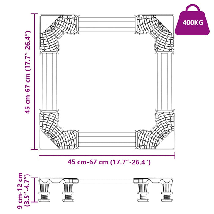 Vaskemaskinbase Justerbar 400 kg