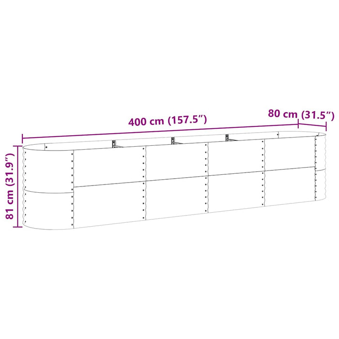 Hevet Bed i Hage Tre-effekt Galvanisert Stål 400 x 80 x 81 cm