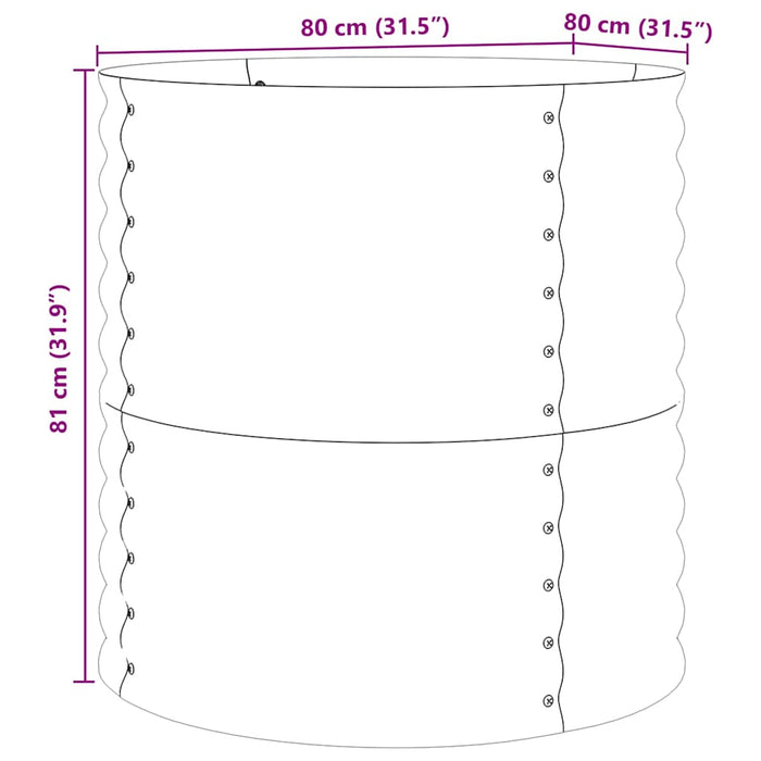 Hevet Hagebed Brun med Trelook 80 x 80 x 81 cm Stål