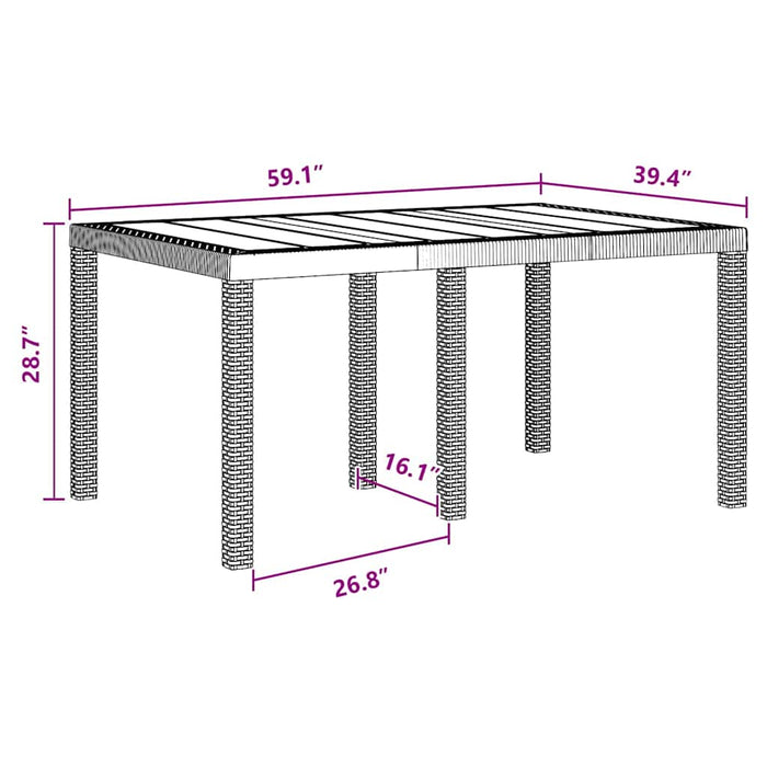 Hagebord Brun 150 x 100 x 73 cm polyrotting