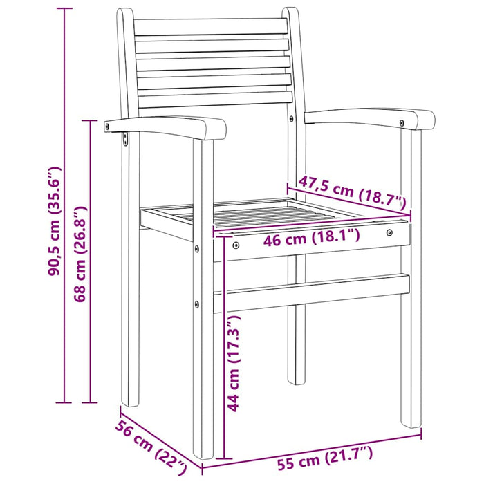 Hage stabelstoler 4 pcs Brun 55.5 x 55.5 x 90 cm Heltre teak