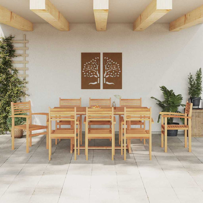 Hage stabelstoler 8 pcs Brun 55.5 x 55.5 x 90 cm Solid teaktre