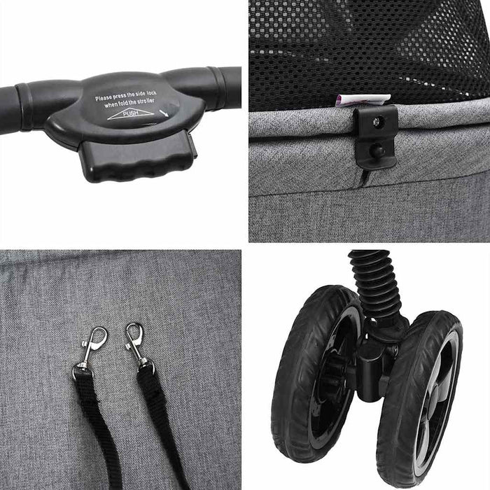 Sammenleggbar kjæledyrvogn Grå 81 x 47 x 99 cm Oxford-stoff