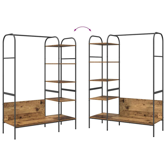 Klesstativ med hylle Brun 120 x 44 x 160 cm Konstruert tre