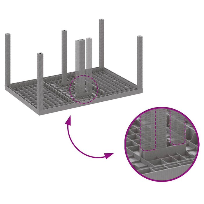 7-delt Hagemøbler Set Lys Grå Poly Rattan