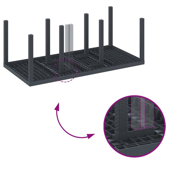 9-delt hage spisesett med puter antrasitt polyrotting
