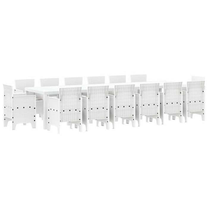 15 Delers Hage Dining Set med Puter Hvit Polyrotting