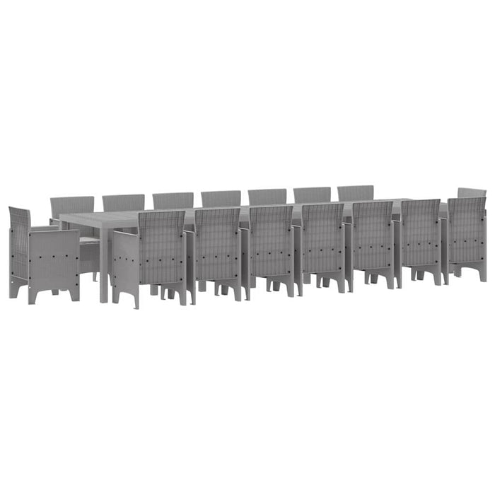 Hagemøblement 17 pcs Lysegrå Stor Rotting