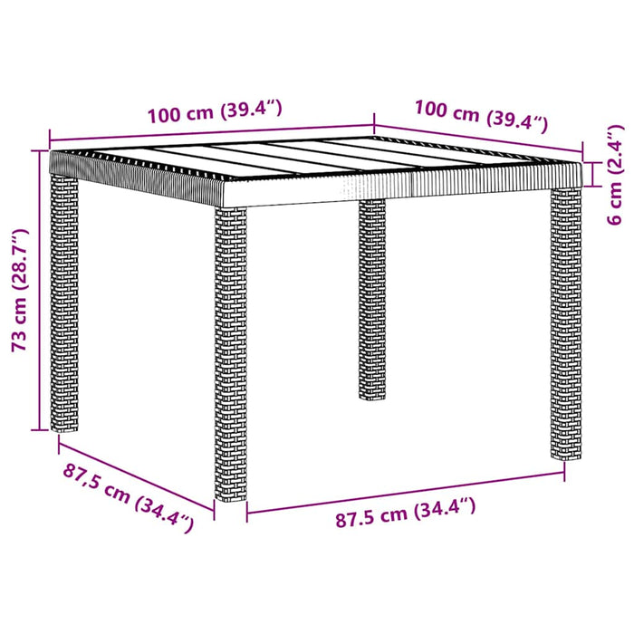 3-delt Hage Spisebordsett med Puter Hvit Polyrotting