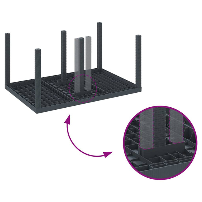 5 Delt Hage Spisesett med Puter Antrasitt Poly Rottning