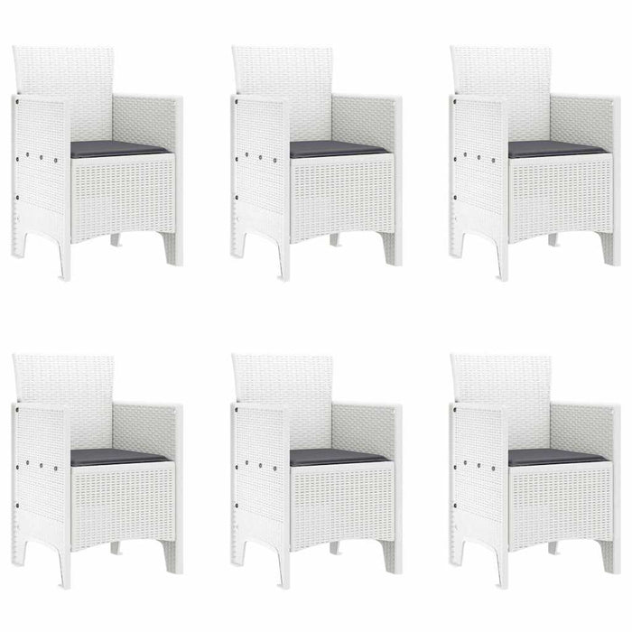 7 Delers Hage Spisegruppe med Puter Hvit Poly Rottingsett