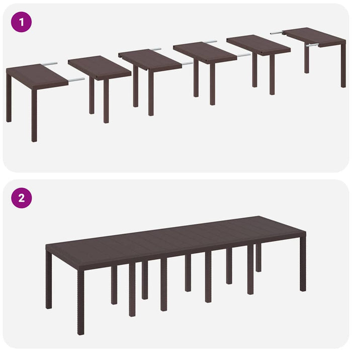 11-delers hageserveringssett med puter i brun polyrotting, vidaXL hagebord brun 150x100x73 cm polyrotting, vidaXL hage-stoler med puter 2 stk brun polyrotting, vidaXL hage-stoler med puter 4 stk brun polyrotting