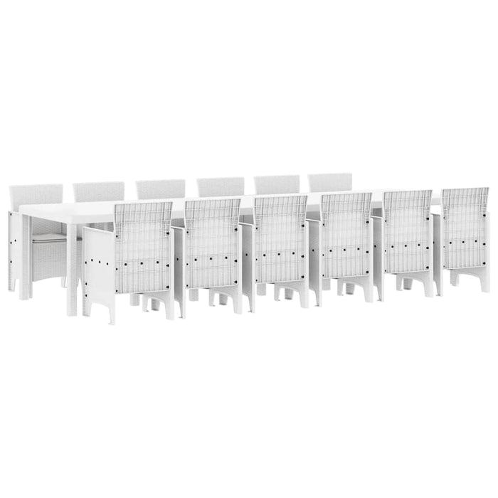 13 Delt Hage Spisesett med Puter Hvit Polyrotting