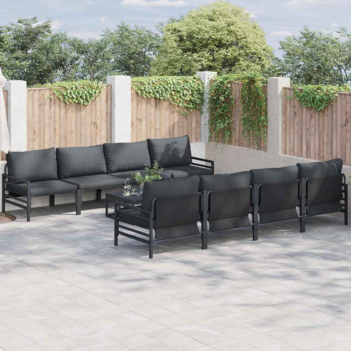 Hagesofa Set 9 pcs Antrasitt 70 x 70.5 x 31.5 cm Stål & stoff