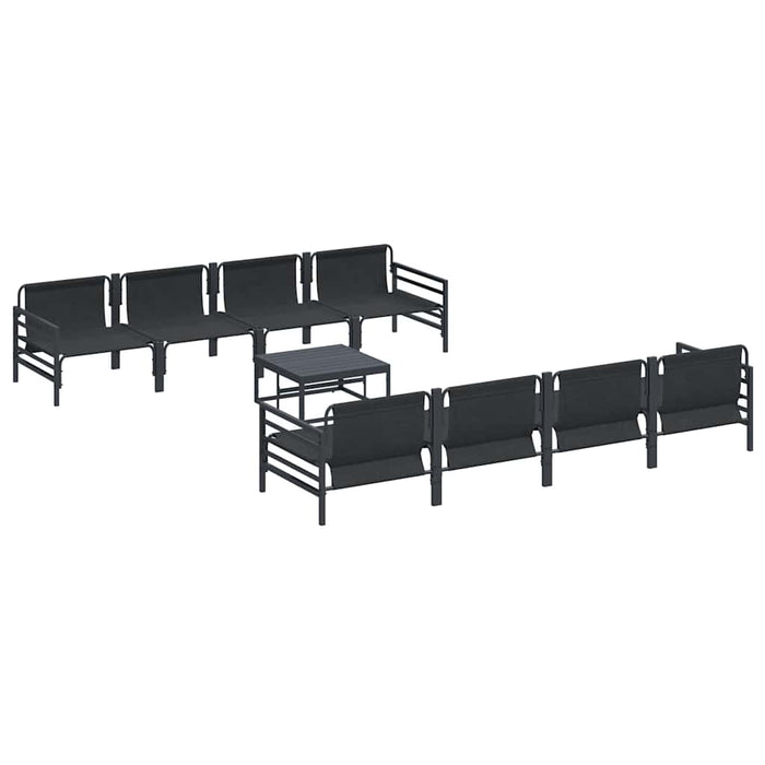 Hagesofa Set 9 pcs Antrasitt 70 x 70.5 x 31.5 cm Stål & stoff