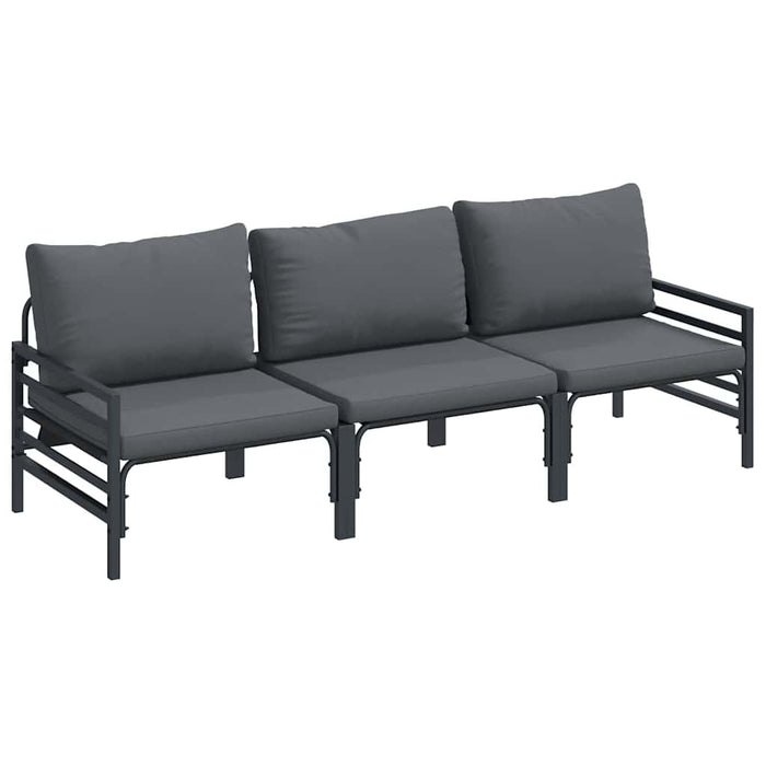 Hagesofa Set 3 pcs Antrasitt Stål