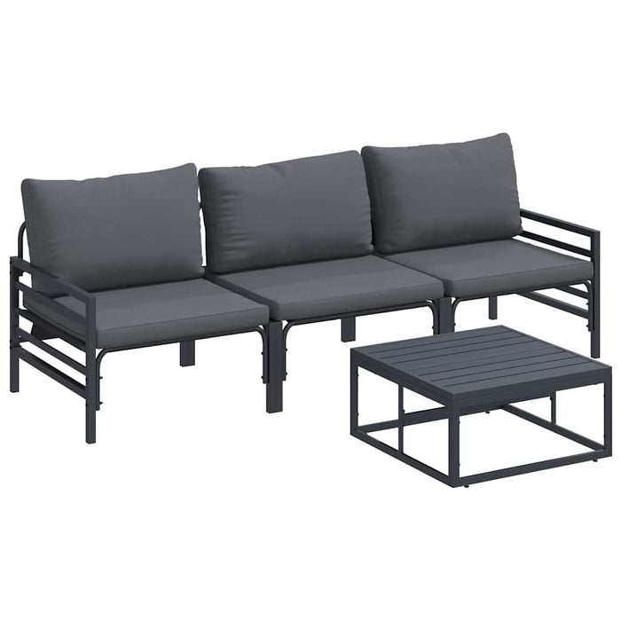 Hagesofa Set 4 pcs Antrasitt Stål