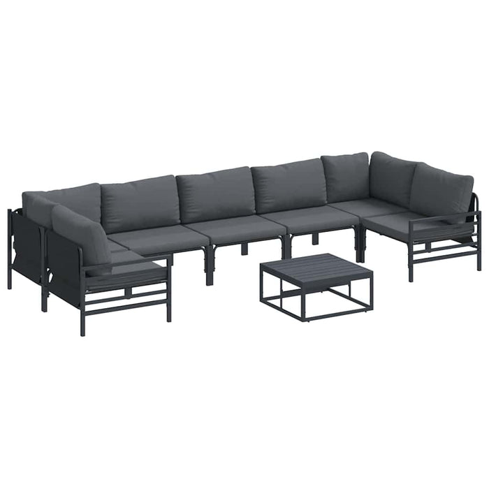 Hagesofa Set 8 pcs Antrasitt Stål
