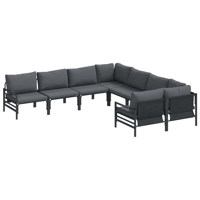 Hagesofa Set 8 pcs Antrasittgrå Stål