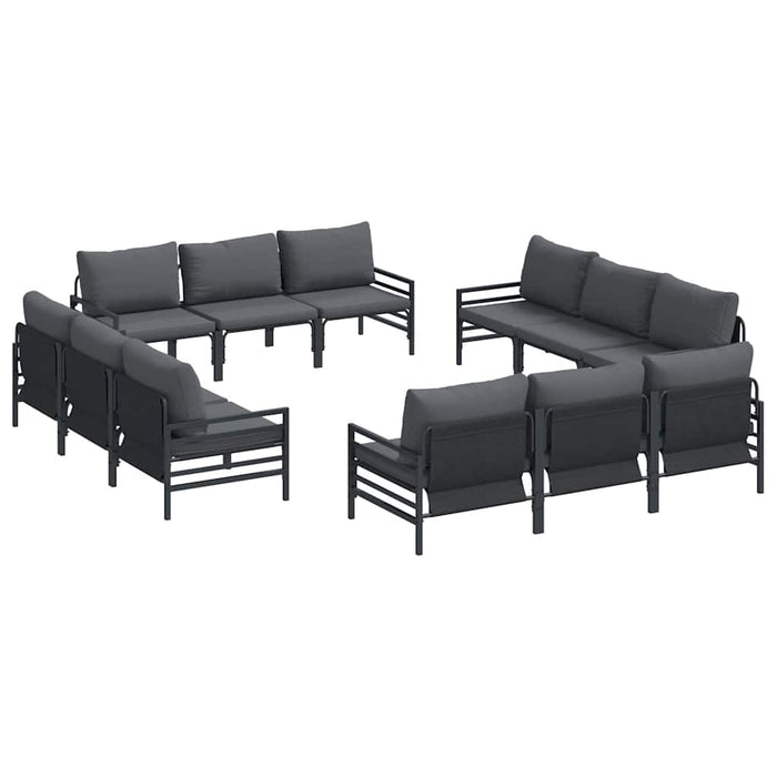 Hagesofa Set 12 pcs Antrasitt Stål