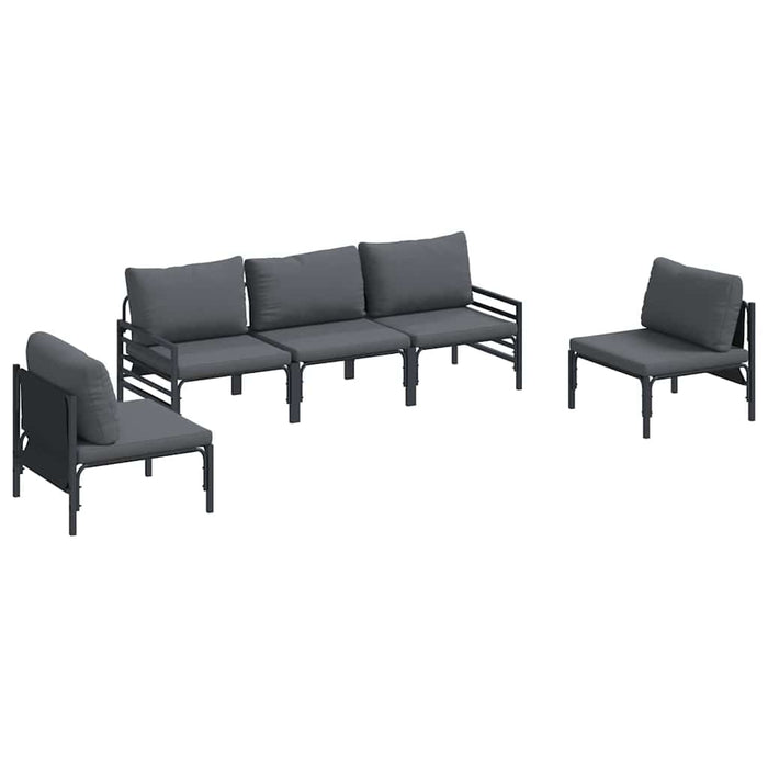 Hagesofa Set 5 pcs Antrasitt Stål