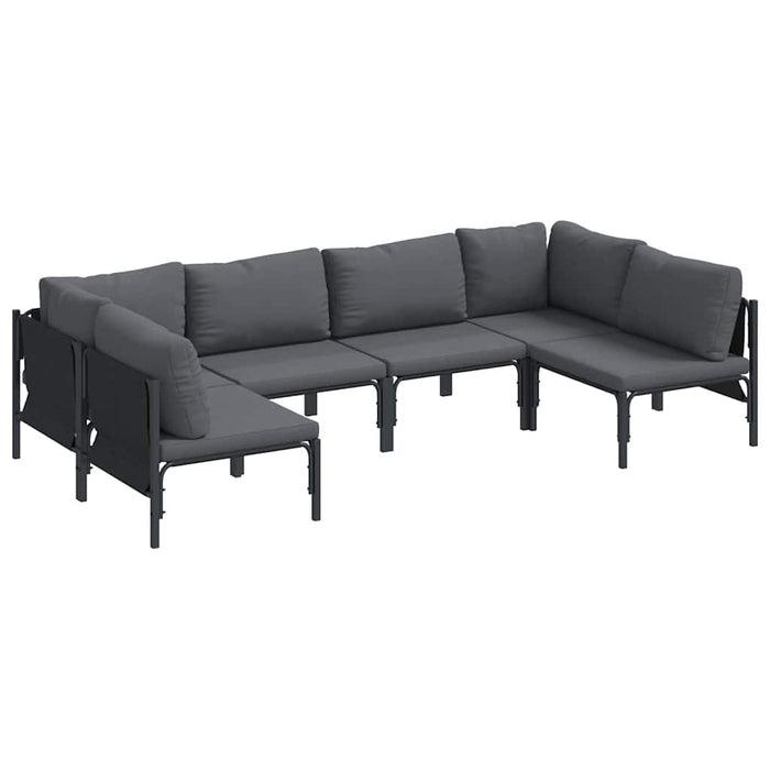 Hagesofa Set 6 pcs Antrasitt Stål