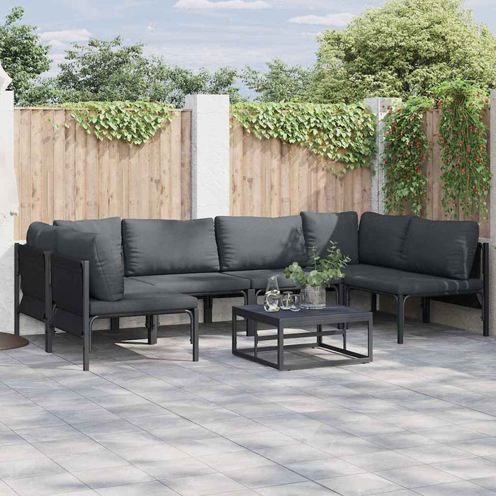 Hagesofa Set 7 pcs Antrasitt Stål