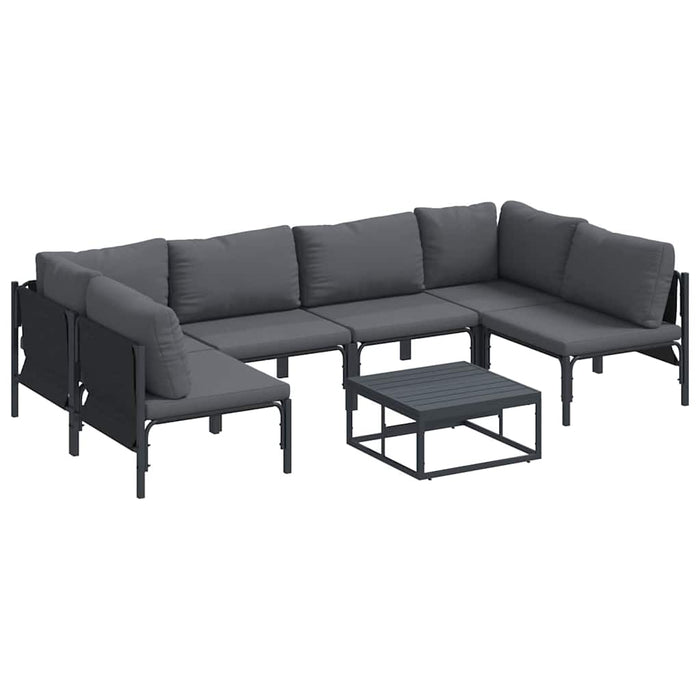 Hagesofa Set 7 pcs Antrasitt Stål