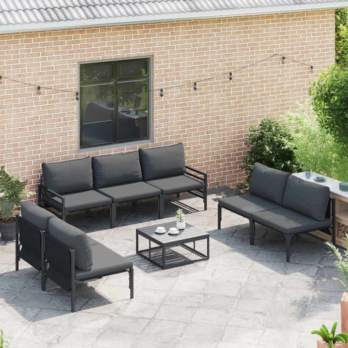 Hagesofa Set 7 pcs Antrasitt Stål