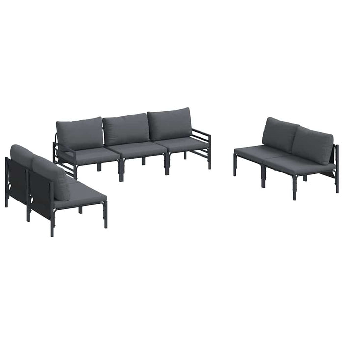 Hagesofa Set 7 pcs Antrasitt Stål