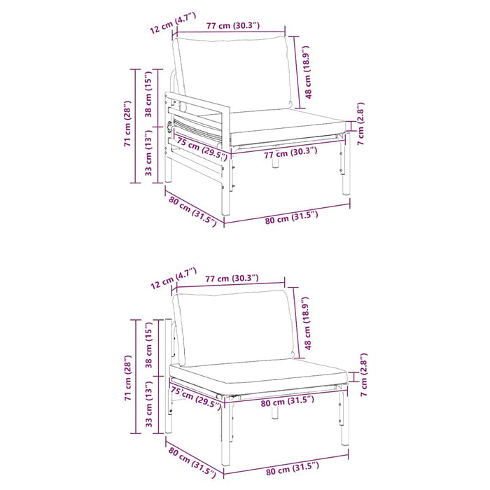 Hagesofa Set 7 pcs Antrasitt Stål