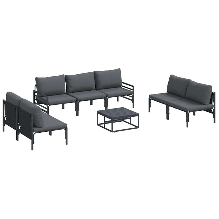 Hagesofa Set 8 pcs Antrasitt Stål