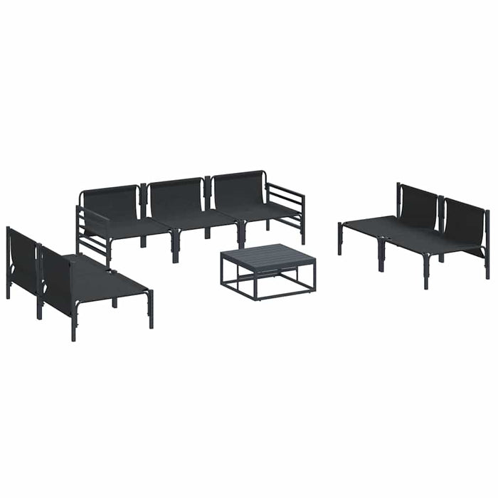Hagesofa Set 8 pcs Antrasitt Stål