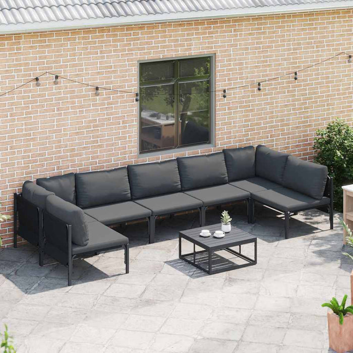 Hagesofa Set 8 pcs Antrasitt Stål