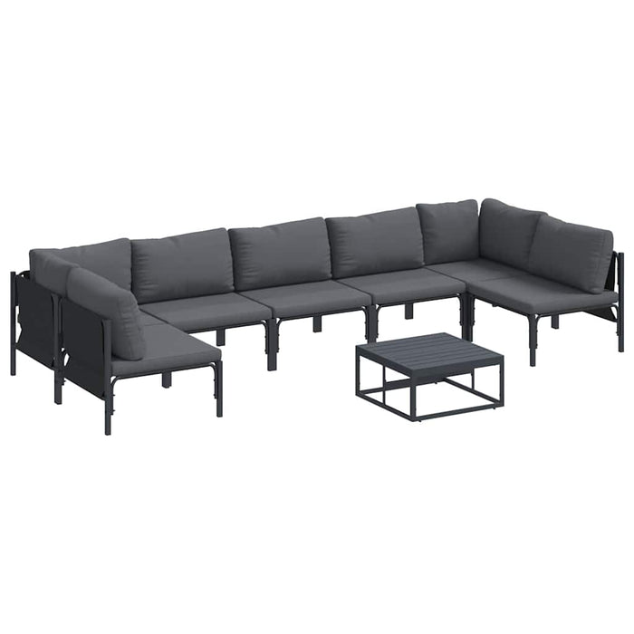 Hagesofa Set 8 pcs Antrasitt Stål