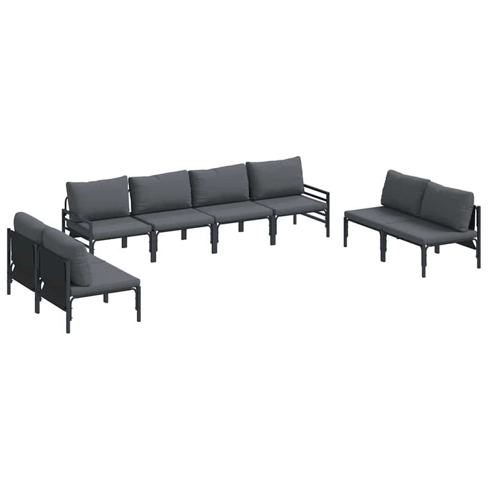 Hagesofa Set 8 pcs Antrasitt Stål