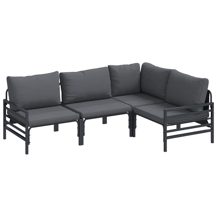 Hagesofa Set 4 pcs Antrasittgrå Stål