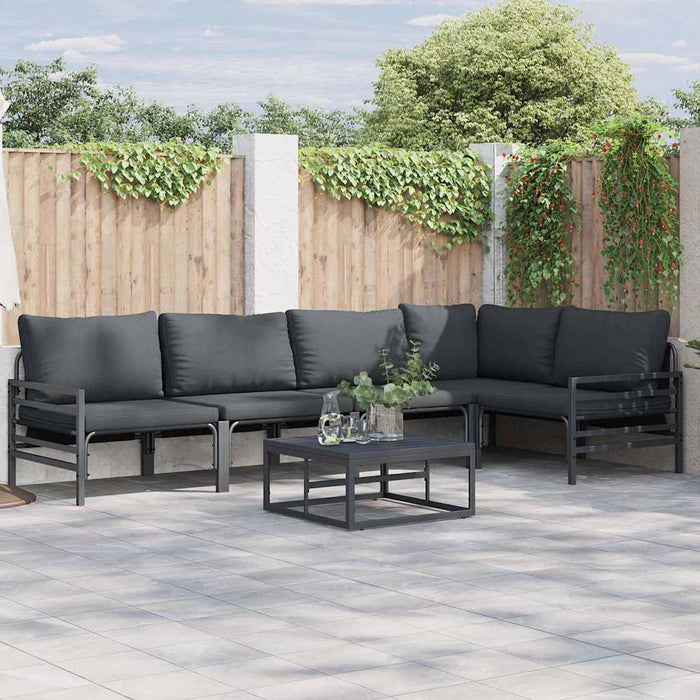 Hagesofa Set 5 pcs Antrasitt Stål