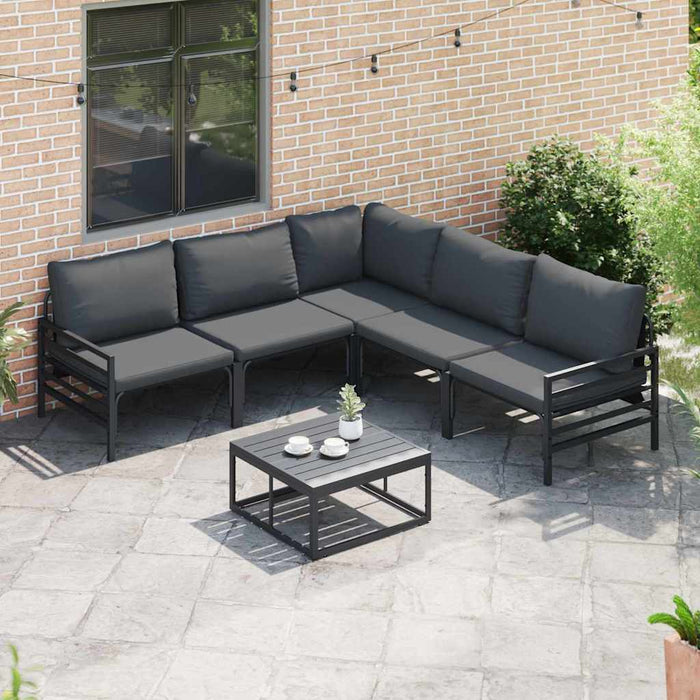 Hagesofa Set 6 pcs Antrasitt Stål