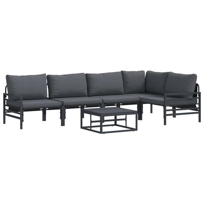 Hagesofa Set 6 pcs Antrasitt Stål