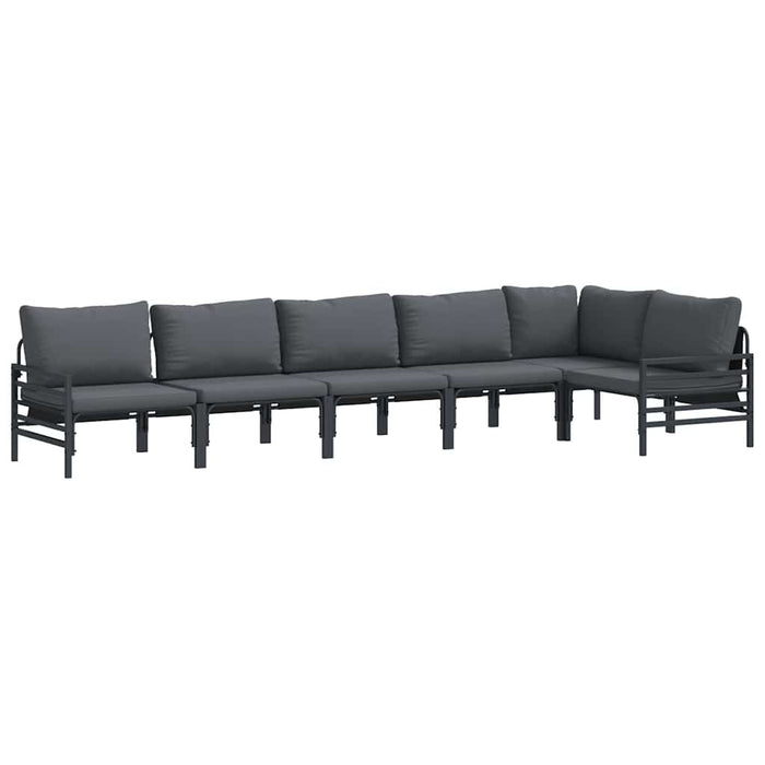 Hagesofa Set 6 pcs Antrasitt Stål