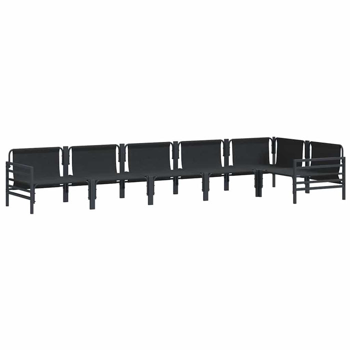 Hagesofa Set 6 pcs Antrasitt Stål