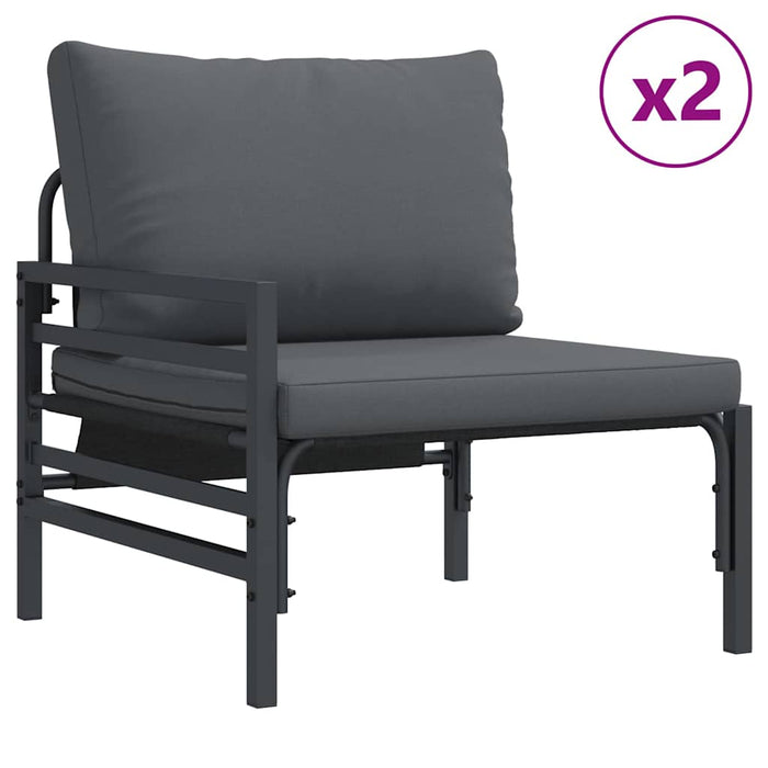Hagesofa Set 8 pcs Antrasitt Stål