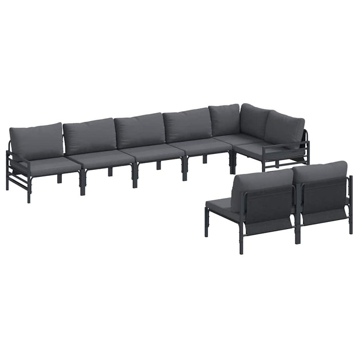 Hagesofa Set 8 pcs Antrasitt Stål